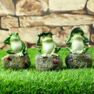 3 Packs Garden Decor Frog Statue Sets Outdoor Patio Ornaments Yard