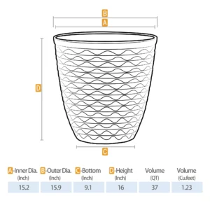 Caden White Recycled Resin Planter, 15.9in x 15.9in x 16in