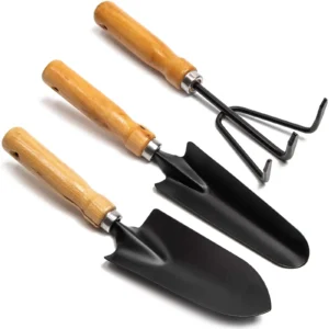 Set Black Iron Gardening Tools Set with Mango Wood Handle