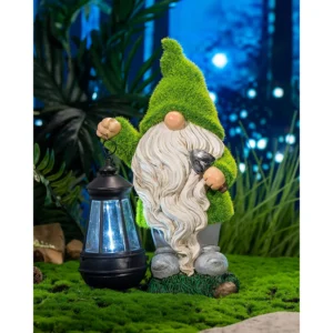 11.81 inches Outdoor Garden Decor Solar Garden Gnome Statue