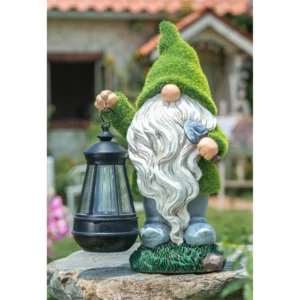 11.81 inches Outdoor Garden Decor Solar Garden Gnome Statue